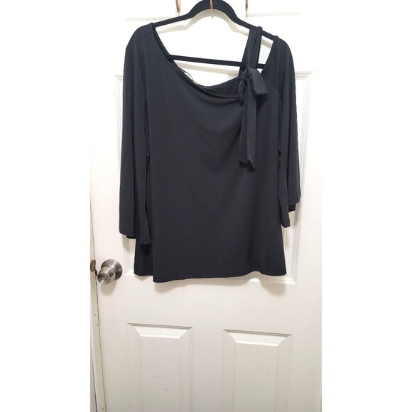 Collen Lopez Black Geometric Smocked Convertible Top Size 2xl - Picture 2 of 8